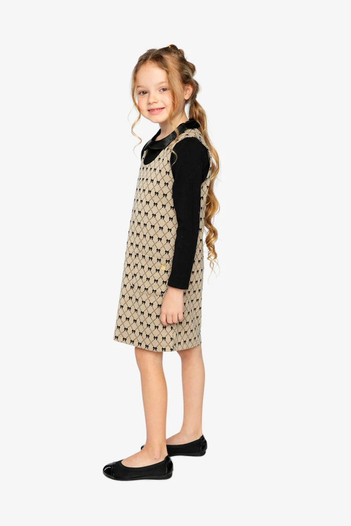 Deux Par Deux Jumper Beige Bow Tie Print