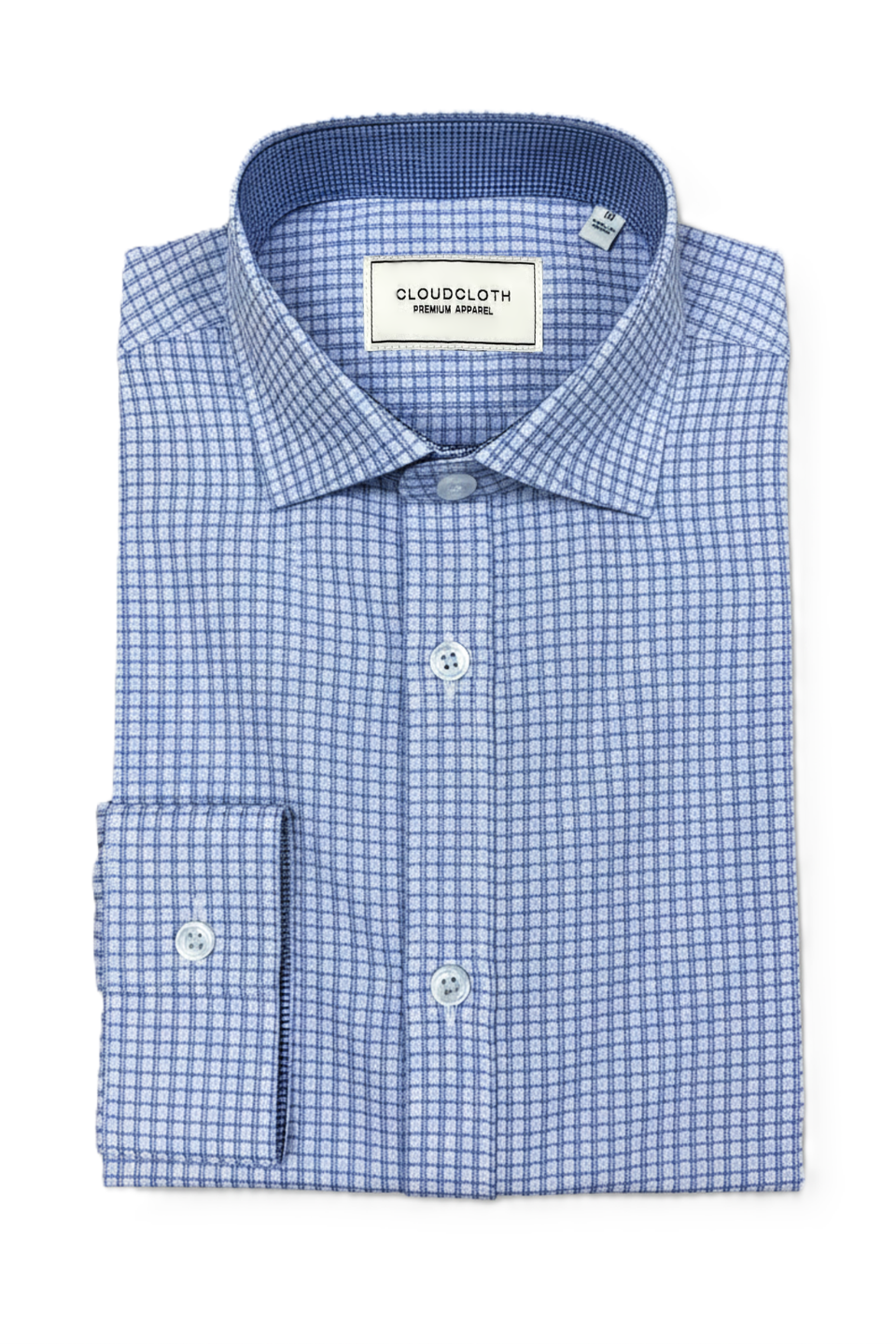 Cloud Cloth 4-Way Stretch Mini Check Dress Shirt in Blue