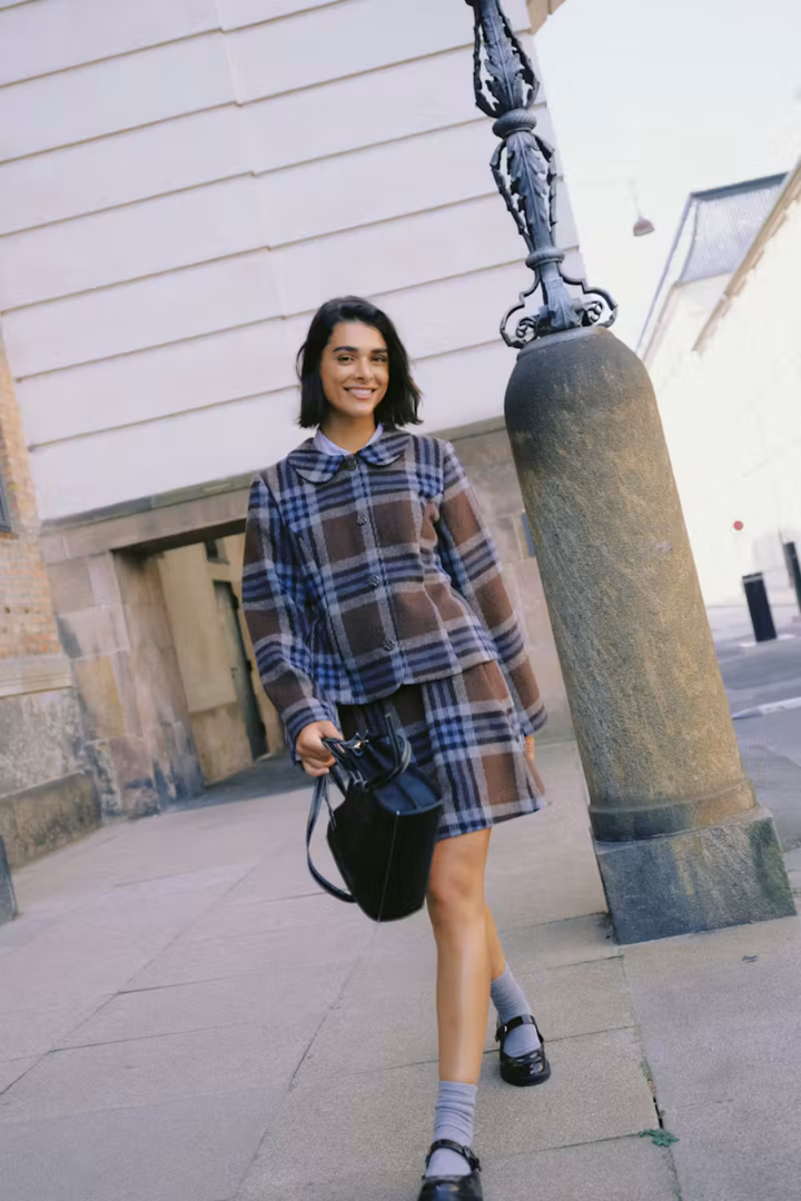 b.young Bree Check Mini Skirt