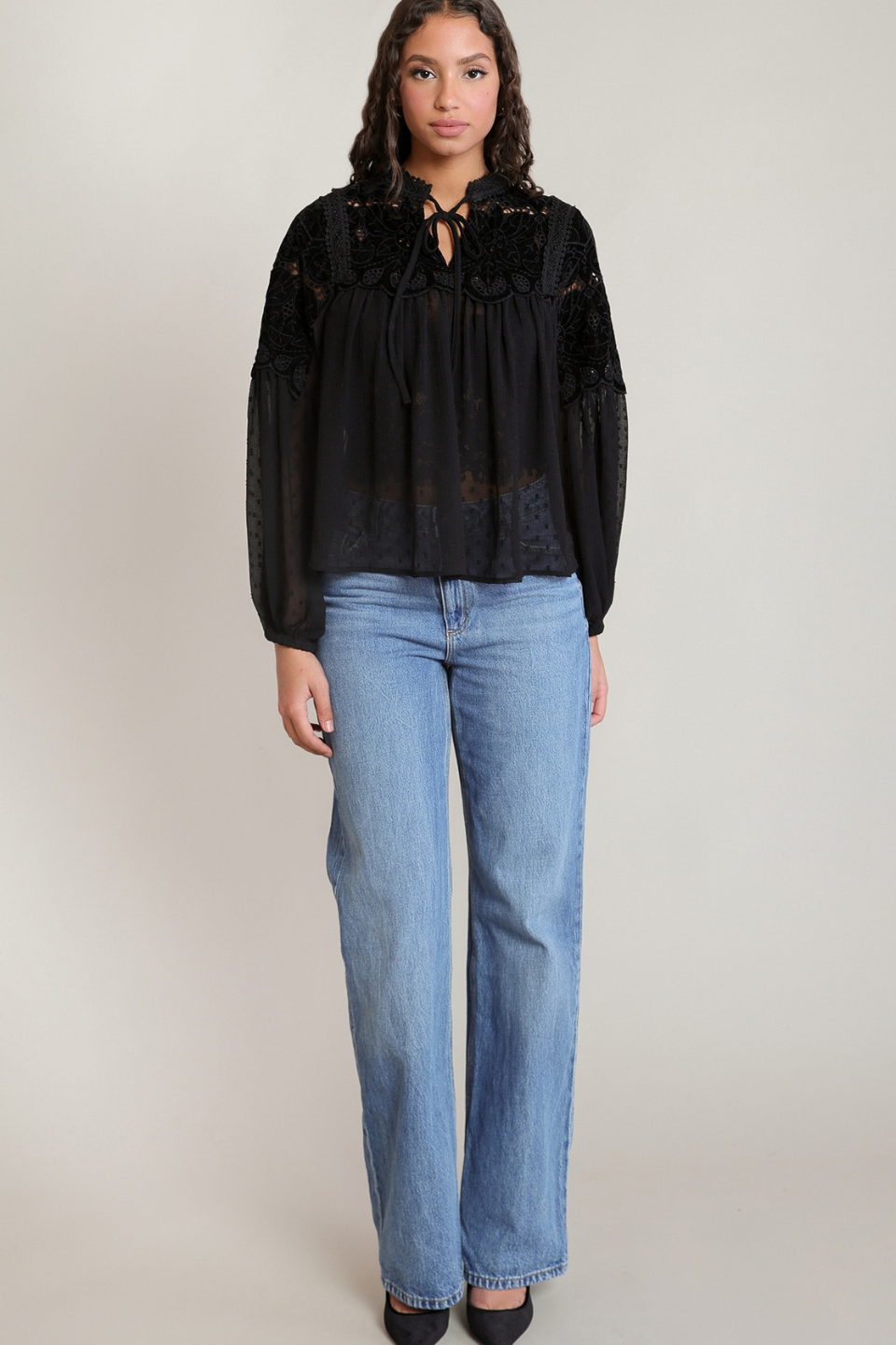 Dex Sabine Sheer Lace Blouse
