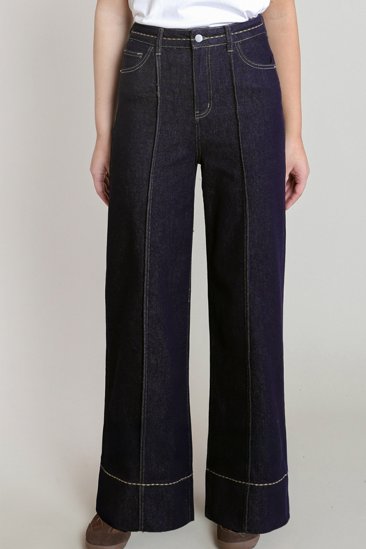 Dex Halls Stitch Detail Wide Leg Jeans