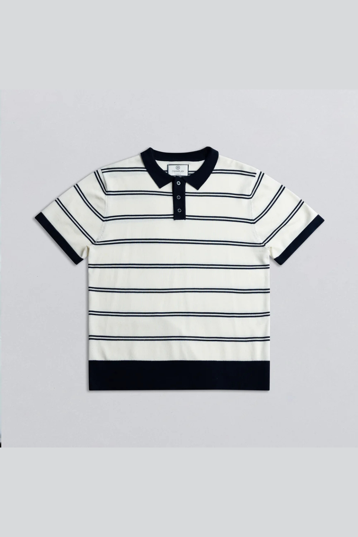 Stripe Knit Polo - Hot Peppers Clothing