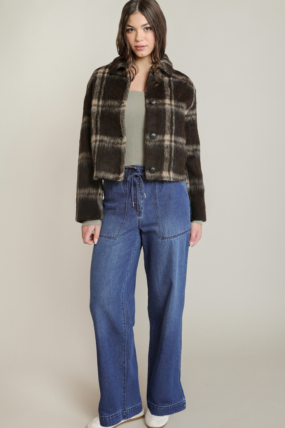 Dex Corinne Checkered Wool-Blend Jacket