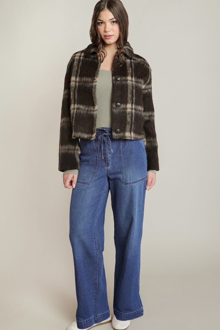 Dex Corinne Checkered Wool-Blend Jacket