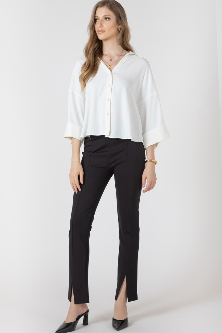 Trina Cuffed Button-Front Blouse