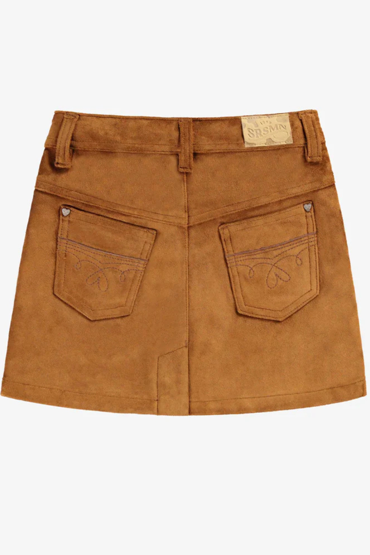 Brown faux suede skirt