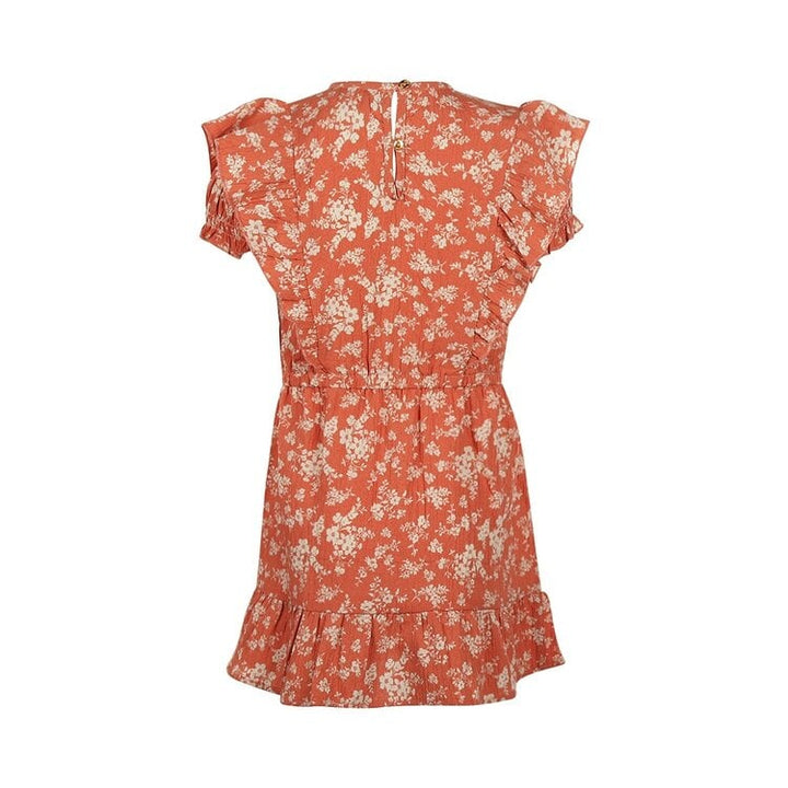 Dress with Soft Orange Floral Ruffles