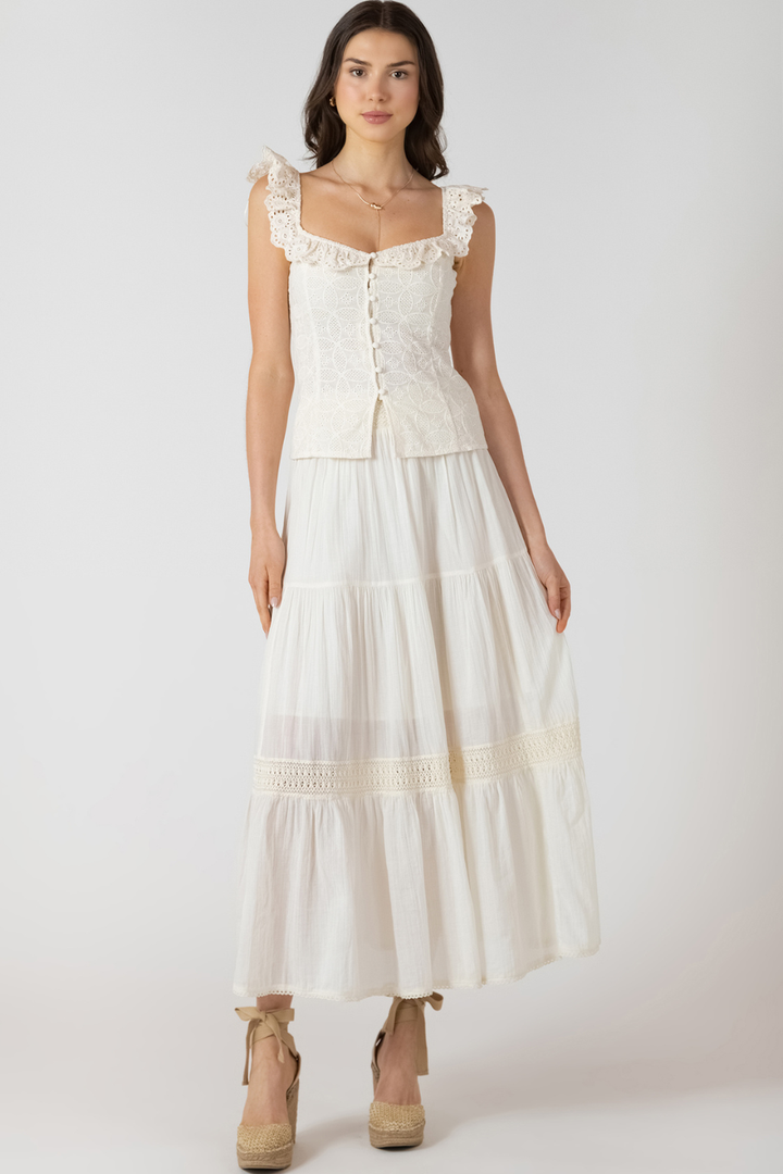 Dex Patrice Button Front Eyelet Tank - Hot Peppers Clothing