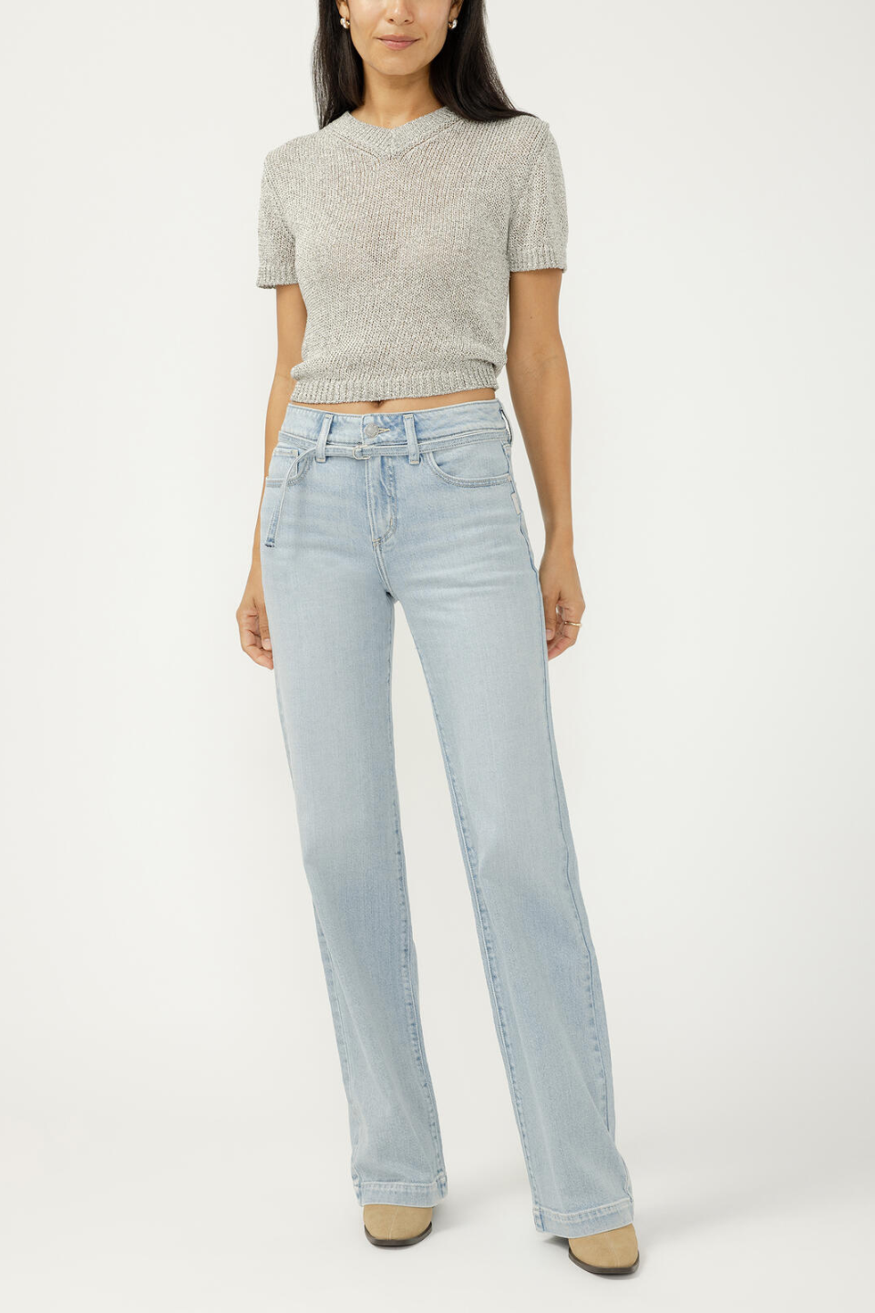 SILVER Avery High Rise Trouser Jeans - Hot Peppers Clothing