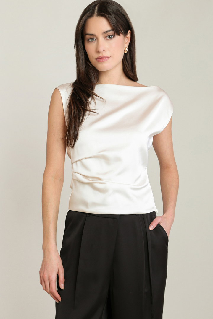 Black Tape Essence Draped Satin Top