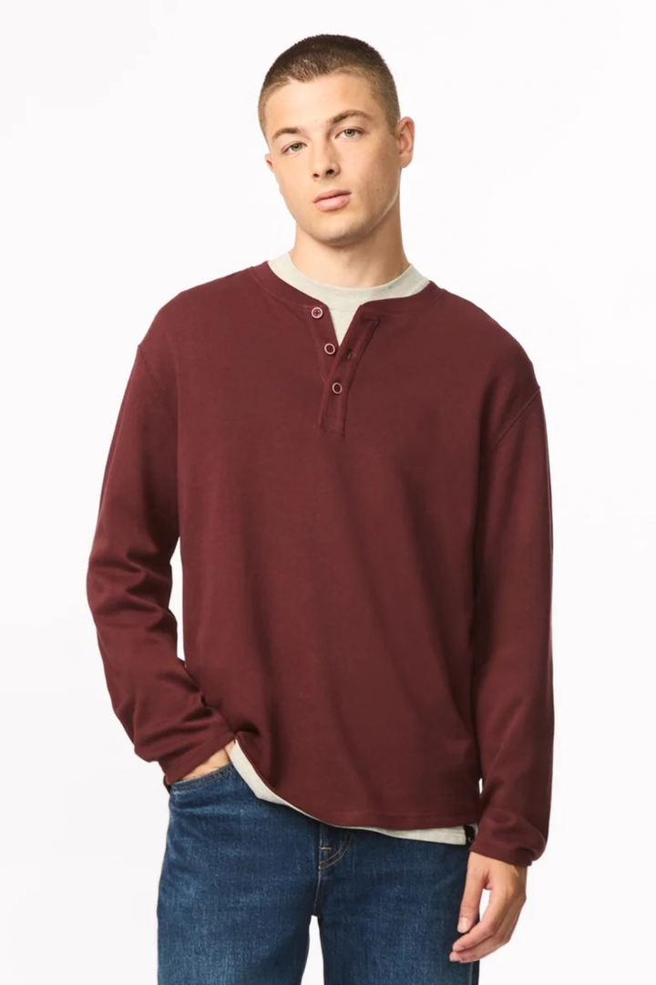 Buffalo Kambo Ribbed Long Sleeve Henley