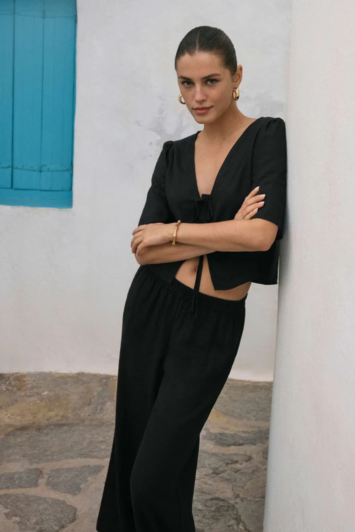 La Belle Linen Cropped Top - Hot Peppers Clothing