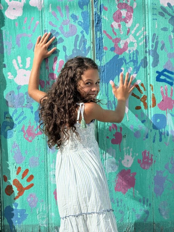 Shirred Strappy Sundress in Green Stripe