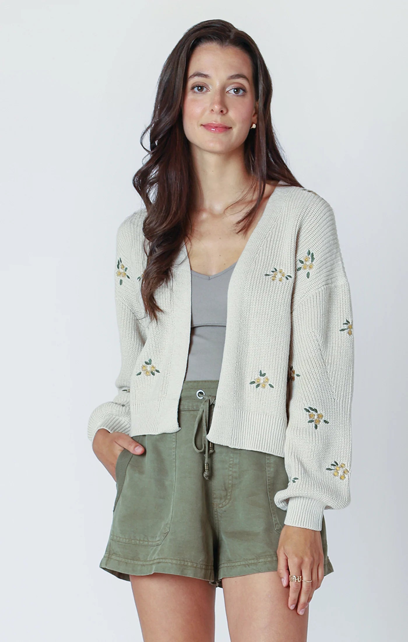 Dex Embroidered Cardigan Natural