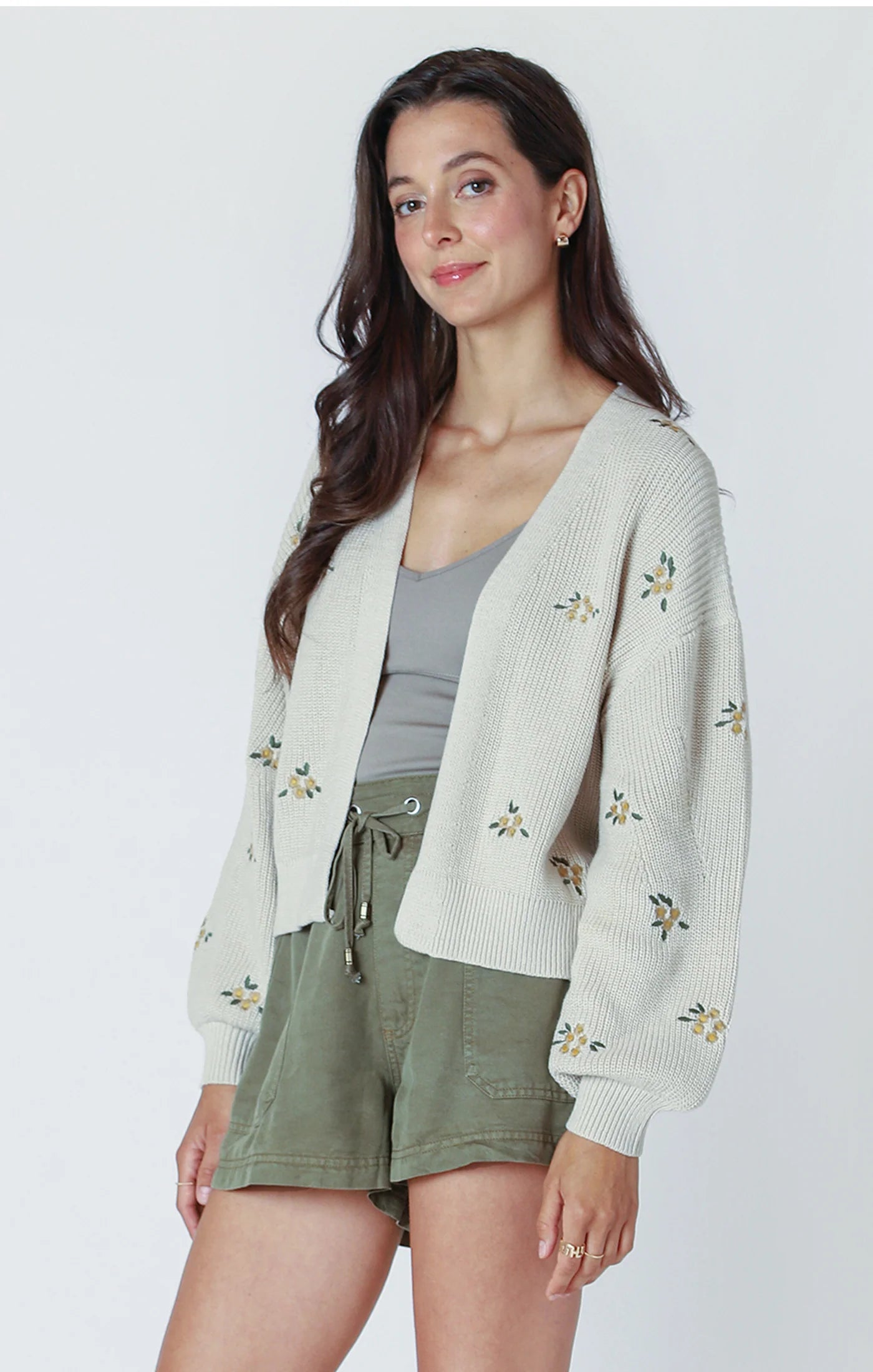 Dex Embroidered Cardigan Natural